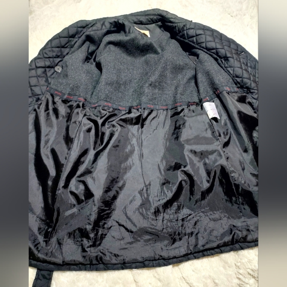 Michael Kors Black Quilted Trench Coat Sz-M - Picture 4 of 8